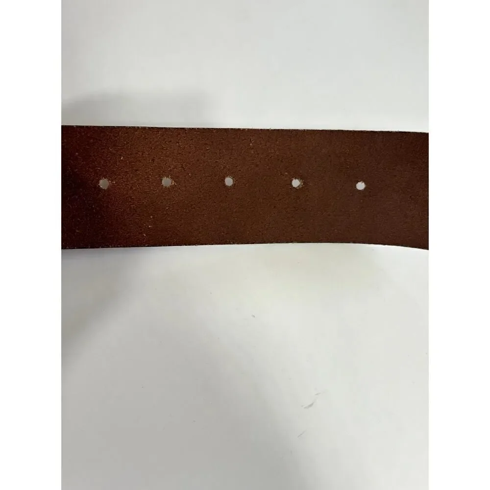 CHICO'S Women's Embroidered/Beaded Wide Leather Bohemian Belt Brown Size Large